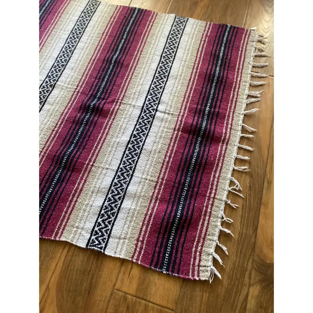 Falsa Serape ONW-Magenta West Southwest Southwestern Mexican Blanket Afghan
